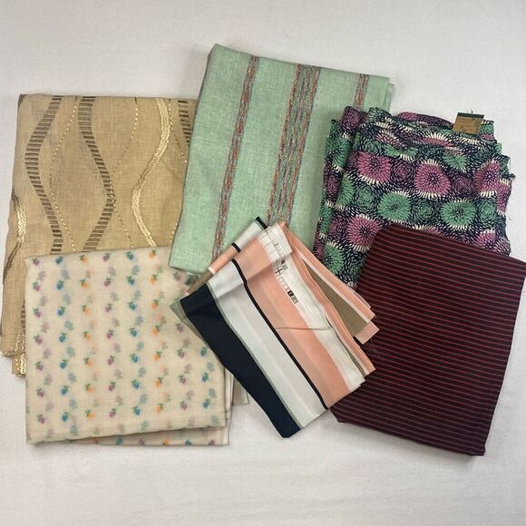 Vintage Fabric Remnant Lot of 6 VARIETY **READ** - Picture 1 of 13